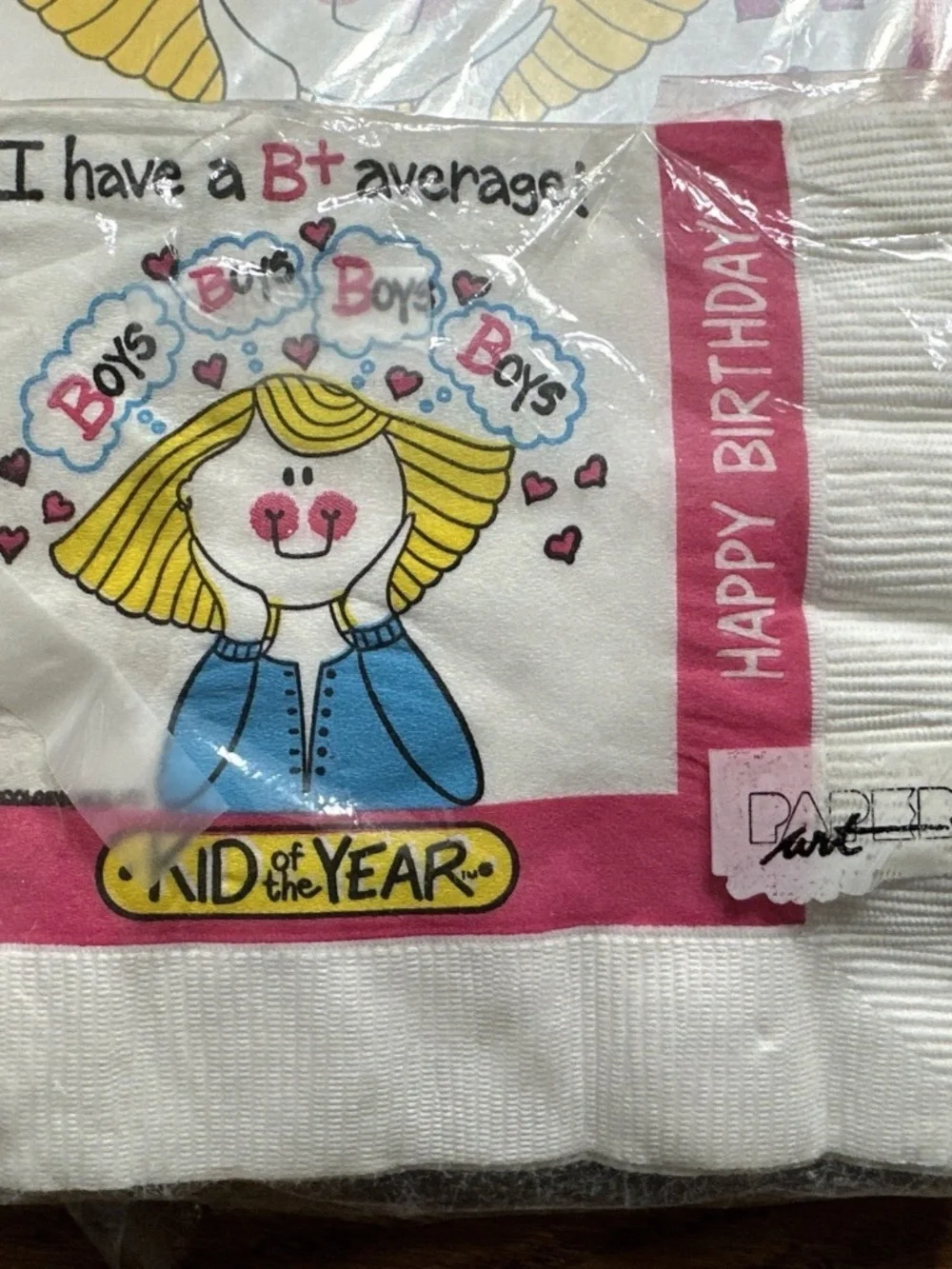 VTG 1988 Paper Art KID of the YEAR HAPPY BIRTHDAY PARTY plates napkins Boy Crazy